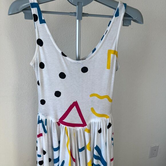 Vintage Positive Attitude Dopamine Dress Basque Waist Geometric Shapes Retro M/L - Picture 2 of 6